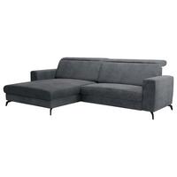 Ecksofa Bolero grau mit Kopfteilverstellung 178x290 cm - Schwarz/Grau, KONVENTIONELL, Textil (178/290cm) - Sit & More
