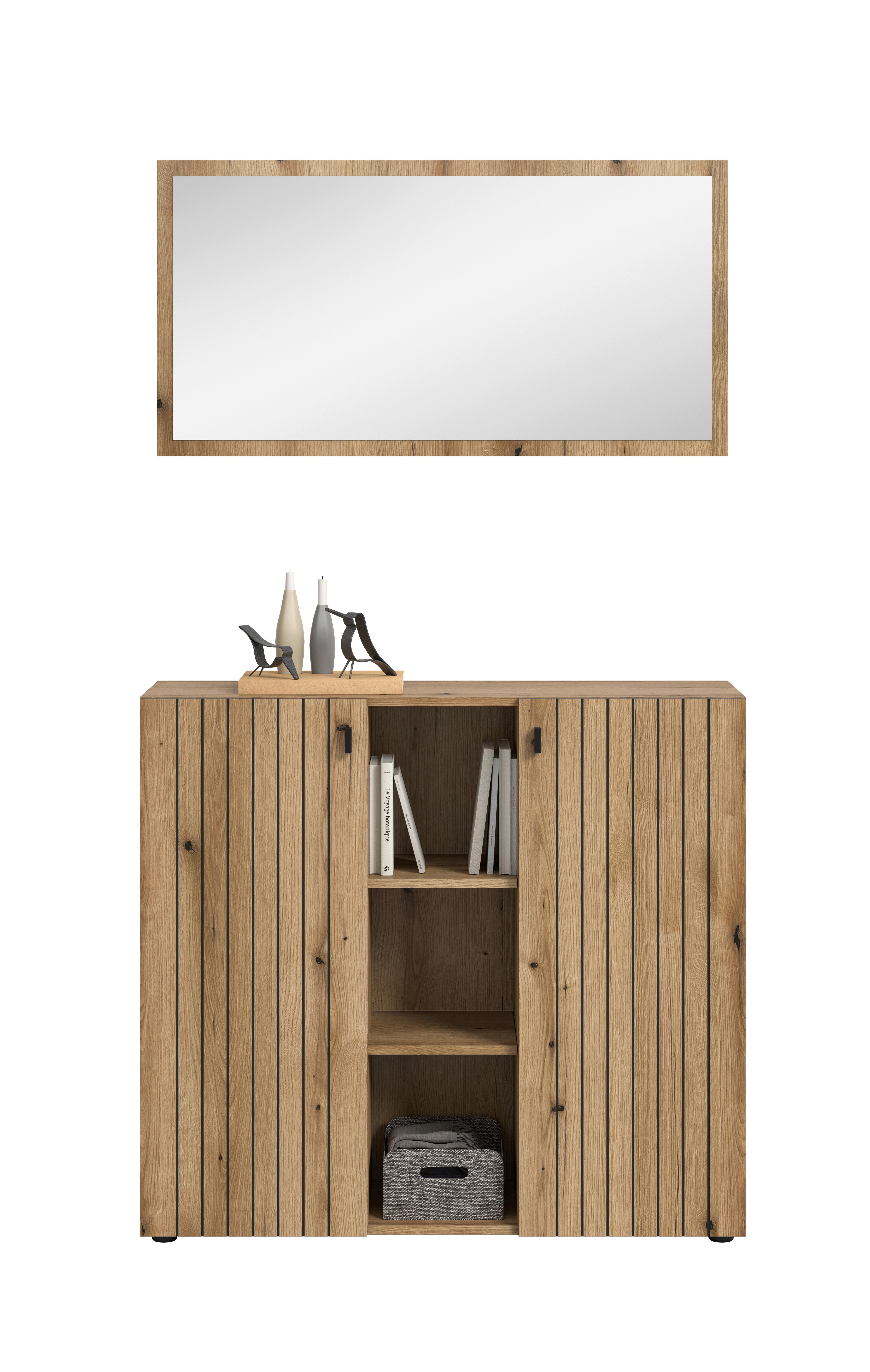 Előszobafal Station - tölgyfa színű, Design, faalapú anyag (106/192/37cm) - MID.YOU