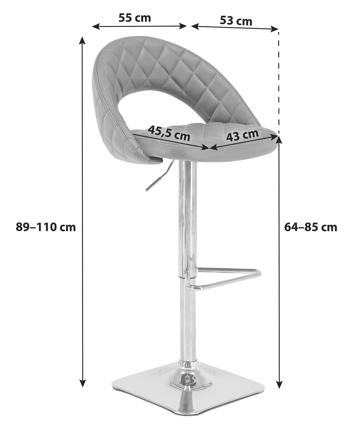 Barhocker Höhenverstellbar Mit Lehne Martin Schwarz/chrom - Chromfarben/Schwarz, MODERN, Textil/Metall (55/89-110/53cm)