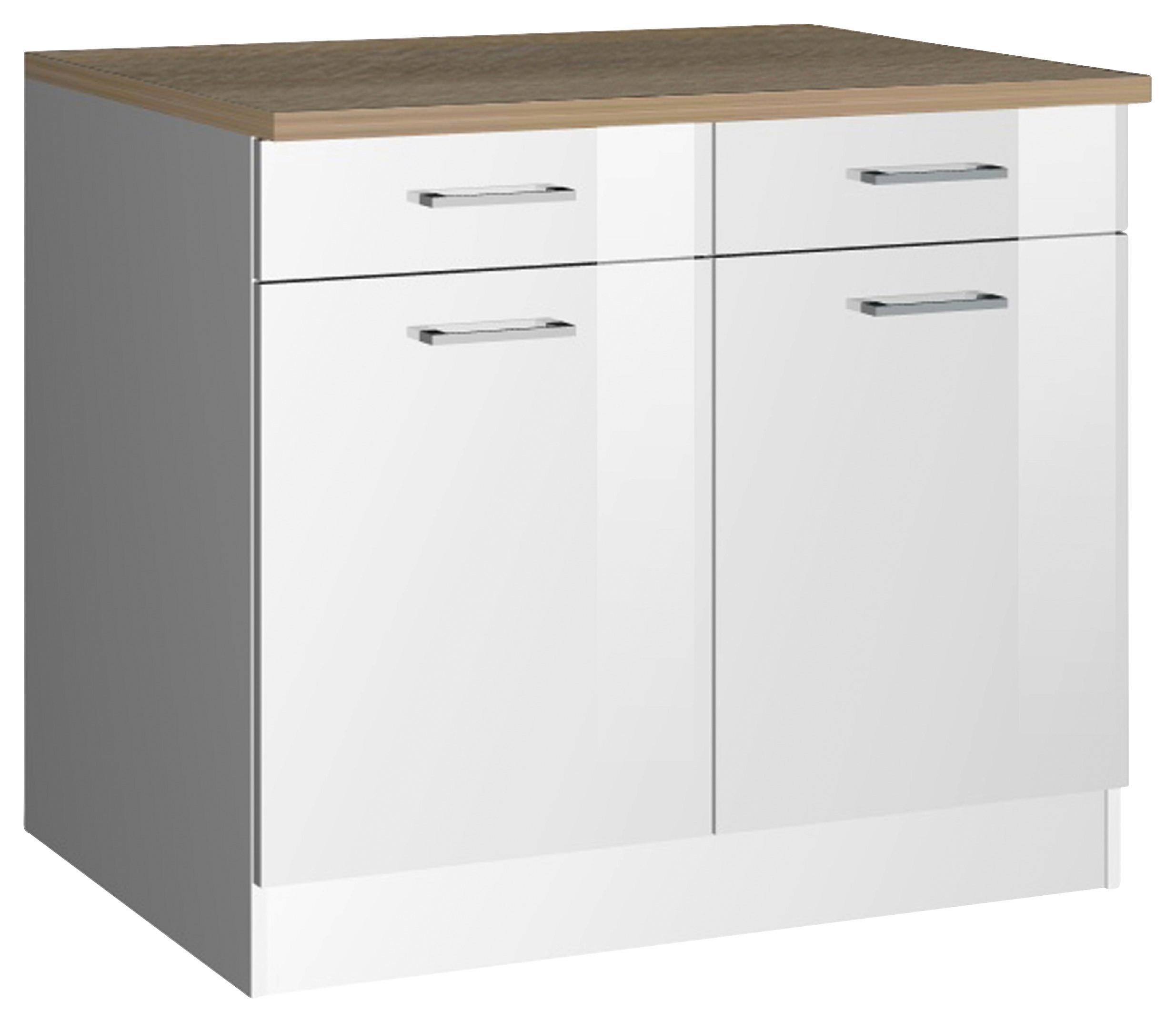 Küchenunterschrank Mailand Weiß B: 100 cm - Weiß Hochglanz/Weiß, MODERN, Holzwerkstoff (100/85/60cm) - Held