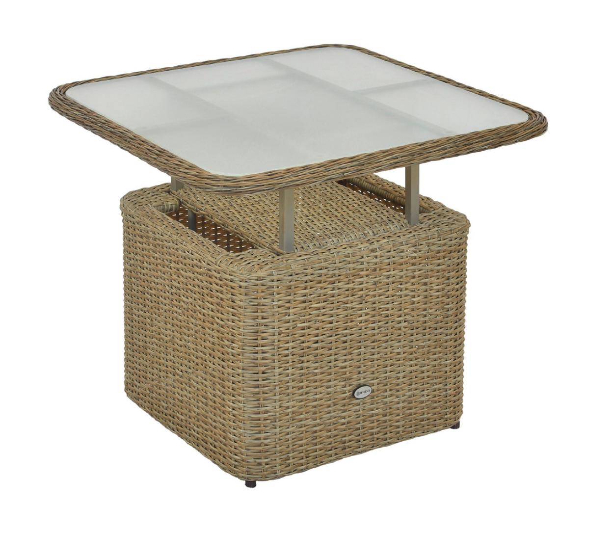 Loungetisch Duplex Tisch - Naturfarben, MODERN, Glas/Kunststoff (72/72/45-64cm) - Gardenson