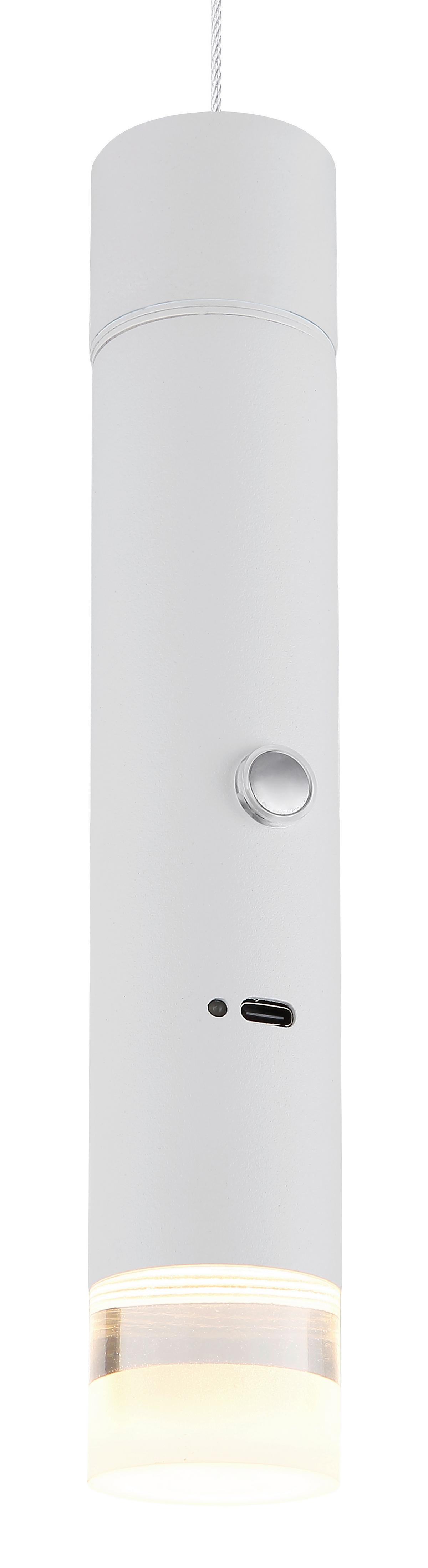 AKKU-LED-HÄNGELEUCHTE PELO - bílá/čiré, Design, kov/plast (38/120cm) - Globo