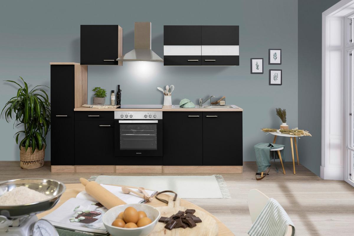 Küchenblock Merle Küchenblock 240 Cm - Eichefarben/Schwarz, Basics, Holzwerkstoff (240cm) - Respekta