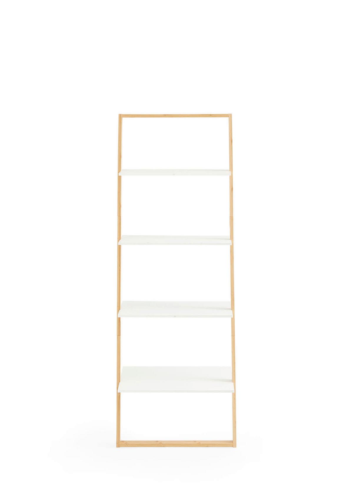 Standregal Bambus/weiß B: 61,3 Cm - Eichefarben/Weiß, Design, Holzwerkstoff (61,3/164/36,5cm) - MID.YOU