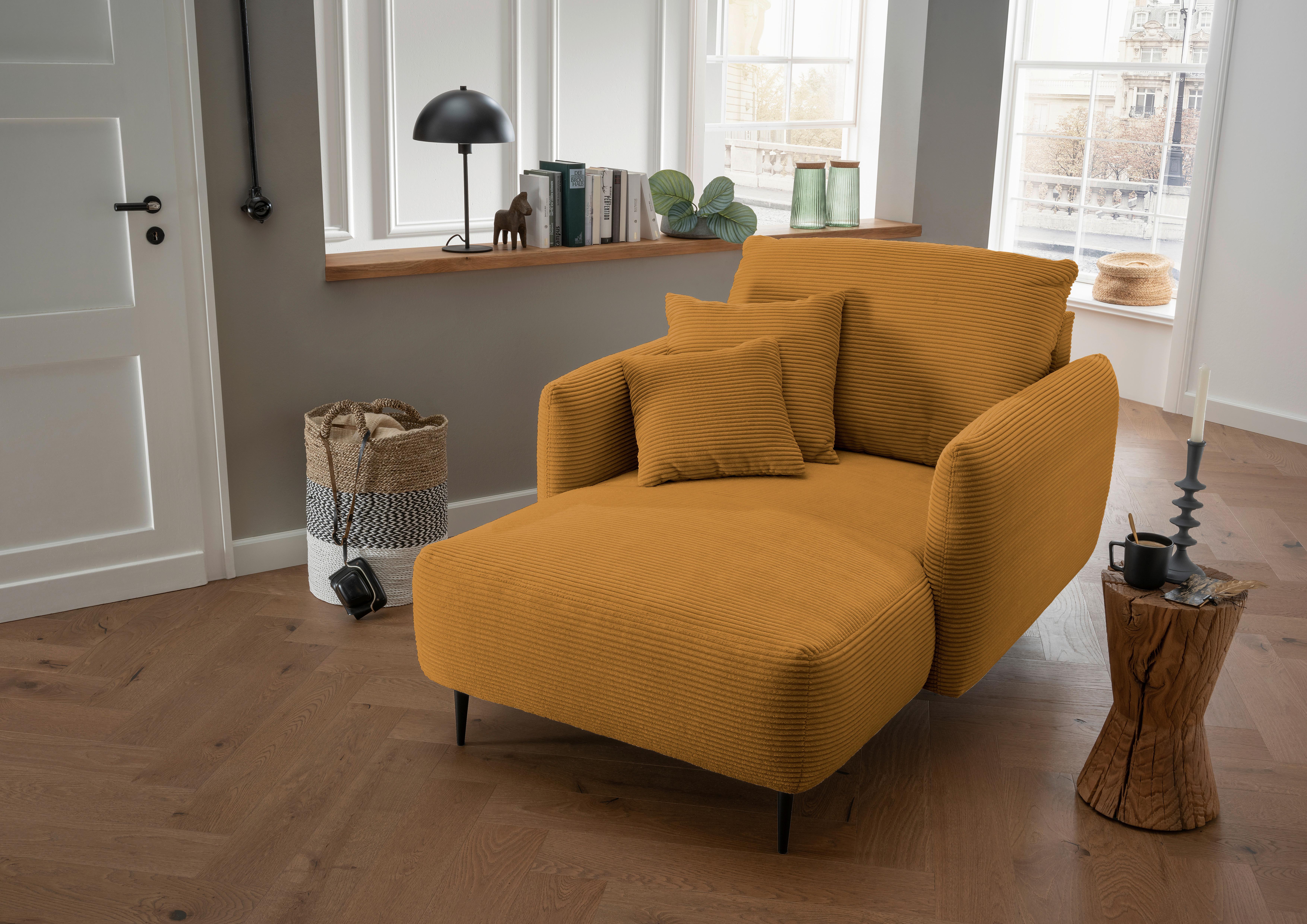 XXL-Sessel Vanilla, Goldfarben B: 112 cm - Goldfarben/Schwarz, Design, Textil (112/95/158cm) - Livetastic