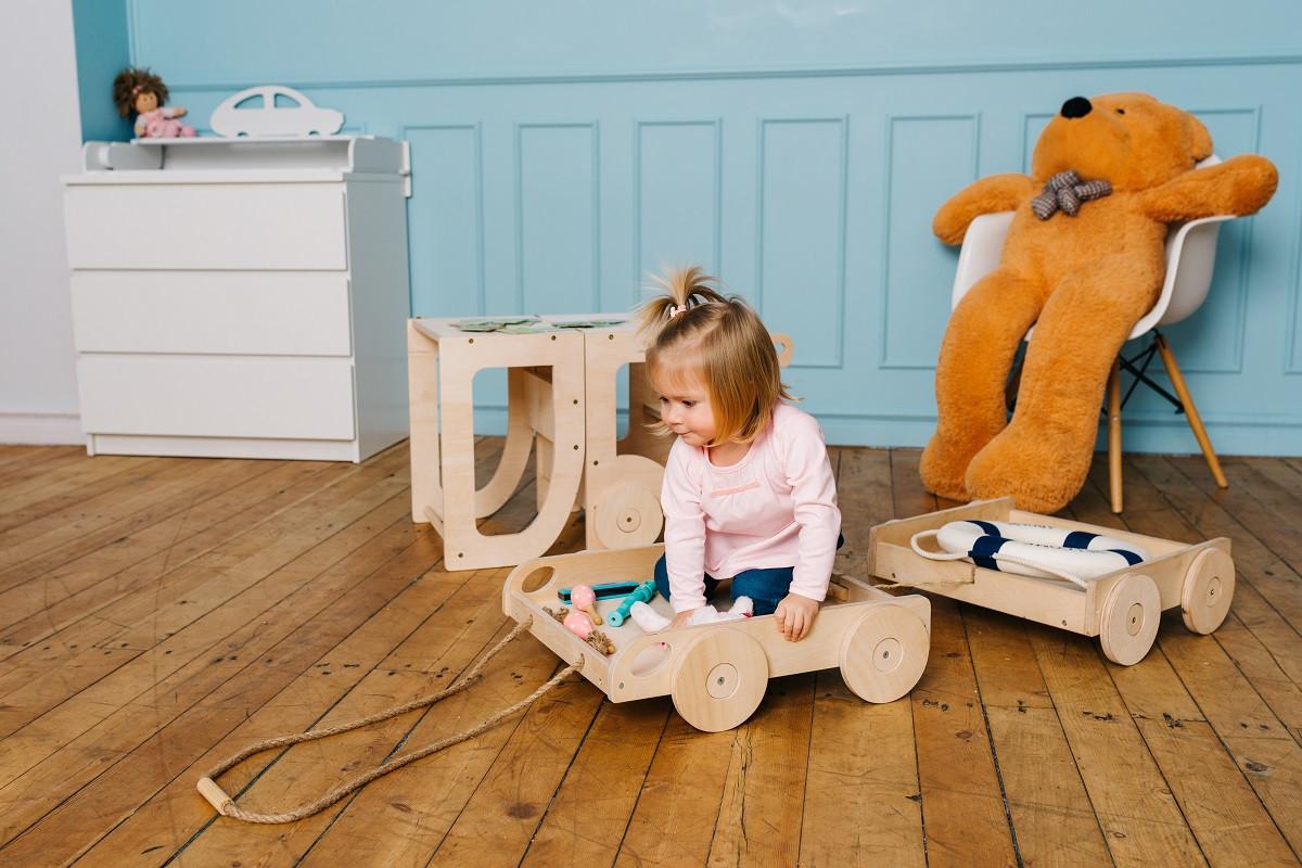 Hochstuhl Trolley Aus Holz Naturfarben - Naturfarben, Basics, Holz (38/90/40cm)