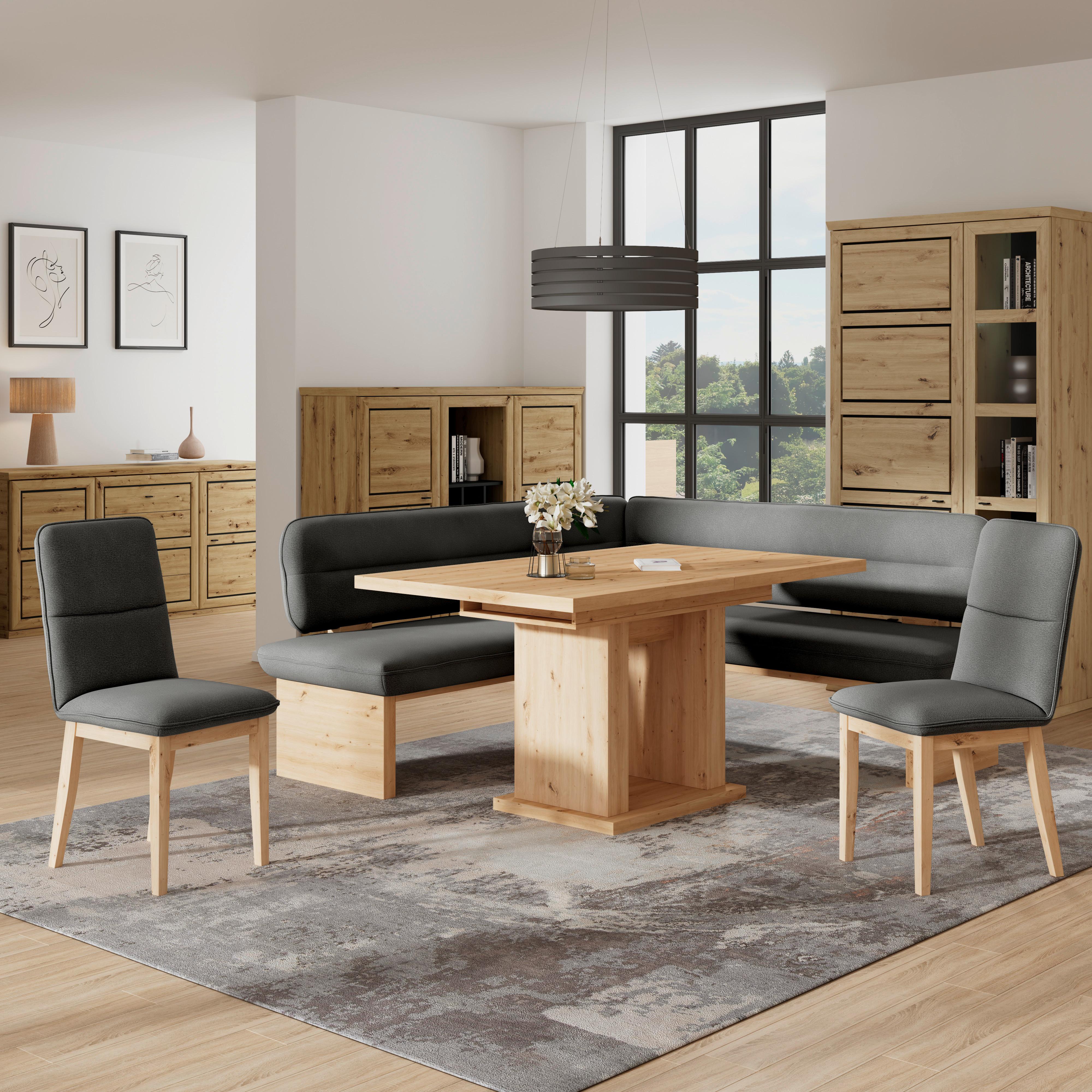 Eckbank Beluna Ii Webstoff Schwarz, B: 192 Cm - Eichefarben/Schwarz, KONVENTIONELL, Holz/Textil (192/170cm) - James Wood