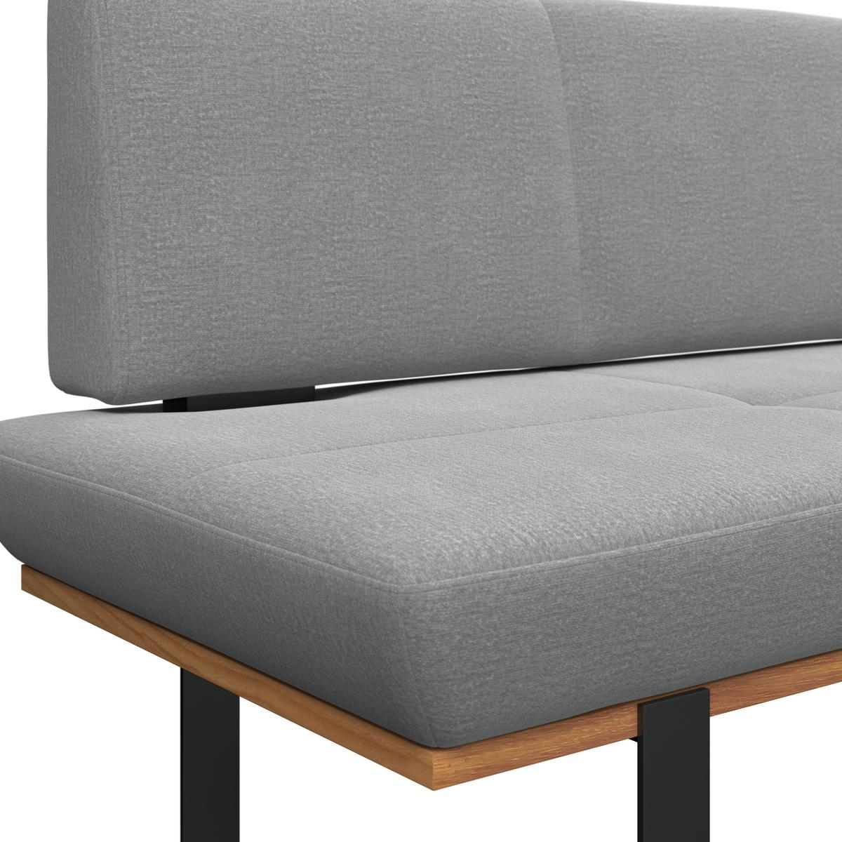 Sitzbank Tristan Webstoff hellgrau, B: 170cm - Hellgrau/Schwarz, MODERN, Holz/Textil (170/48/90cm) - James Wood
