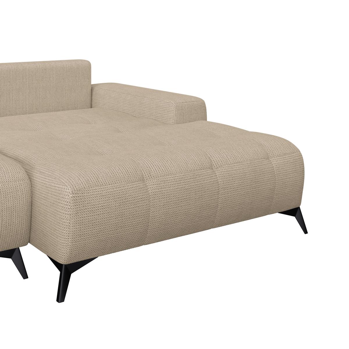 Ecksofa Mauro Beige, Mit Schlaffunktion - Beige/Schwarz, Trend, Textil (290/175cm) - Luca Bessoni