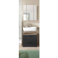 Badezimmer Ice Schwarz/Eiche Dekor B: 60cm - Eiche dunkel/Schwarz, Basics, Holzwerkstoff (60cm) - MID.YOU