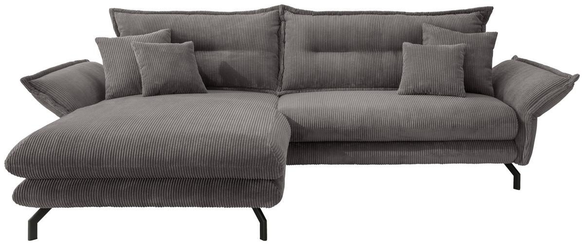 Ecksofa Lava Grau S: 180/255 Cm - Schwarz/Grau, MODERN, Textil (180/255cm) - Livetastic