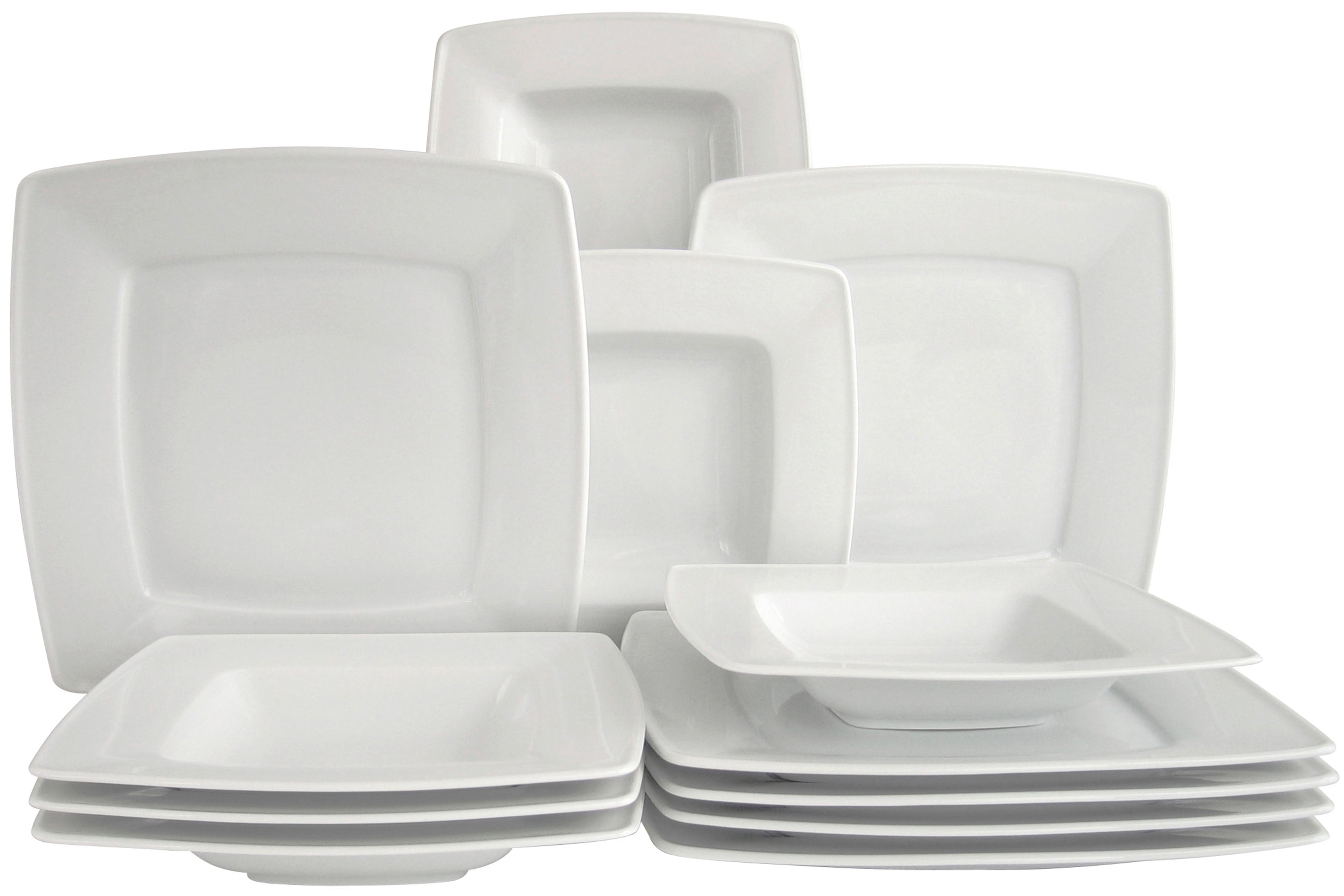 Tafelservice Victoria Porzellan 6 Personen - Weiß, Basics, Keramik - Creatable