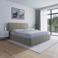 Čalouněná postel MILA 180x200 cm, šedohnědá - černá/šedohnědá, Moderní, kov/dřevo (180/200cm) - Bessagi Home