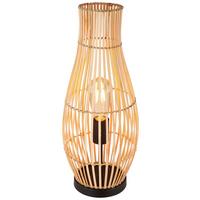 Tischleuchte Laglio Bambus Braun/schwarz Mit Wippschalter - Schwarz/Braun, Basics, Naturmaterialien/Metall (19,5/47,5cm) - Globo