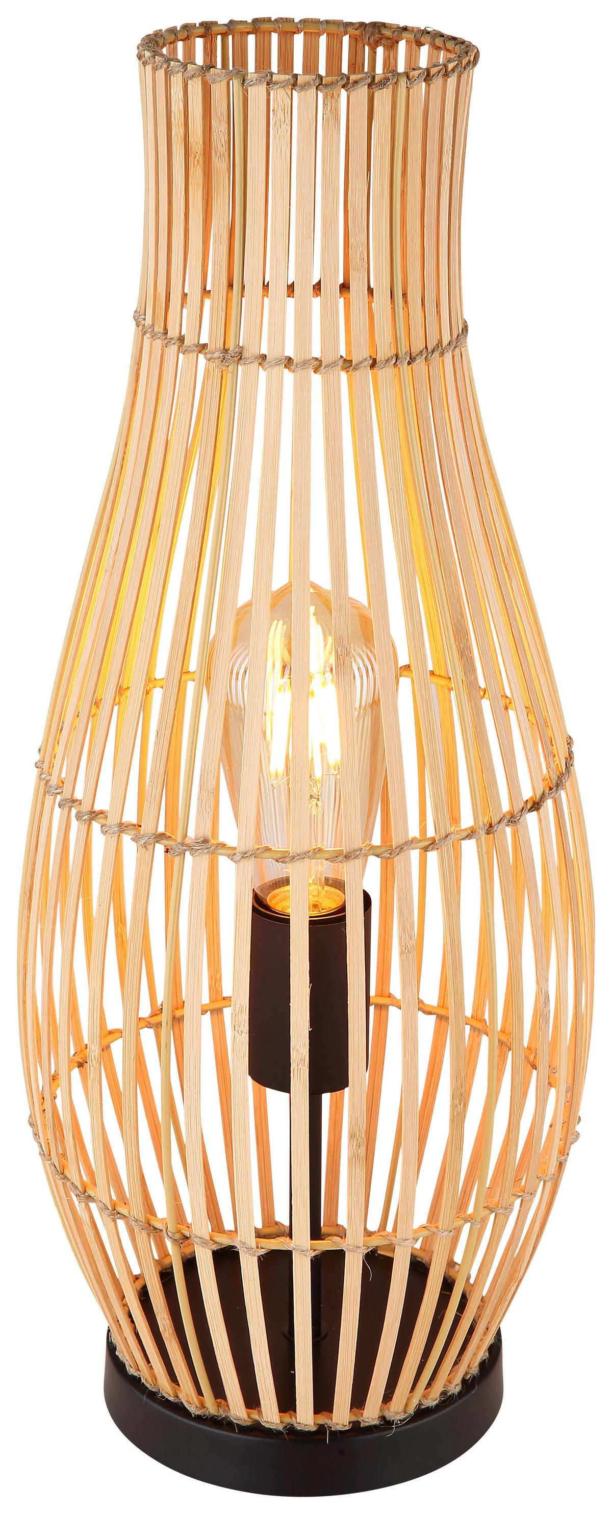 Tischleuchte Laglio Bambus Braun/schwarz Mit Wippschalter - Schwarz/Braun, Basics, Naturmaterialien/Metall (19,5/47,5cm) - Globo