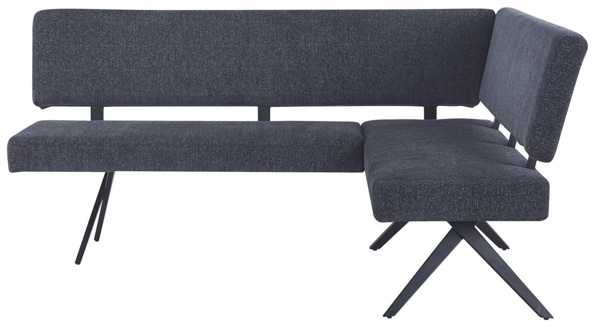 Eckbank Chios Leinenoptik Grau, S: 190x150cm - Dunkelgrau/Schwarz, KONVENTIONELL, Textil/Metall (190/150cm) - MID.YOU