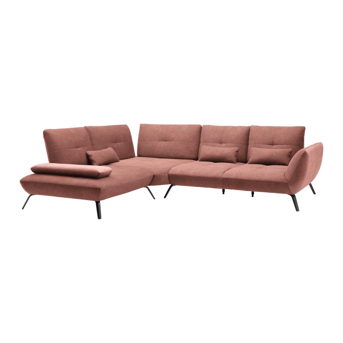 Rohová sedačka TRENDY, levá, starorůžová - starorůžová/černá, Moderní, kov/kompozitní dřevo (250/93/310cm) - Premium Living
