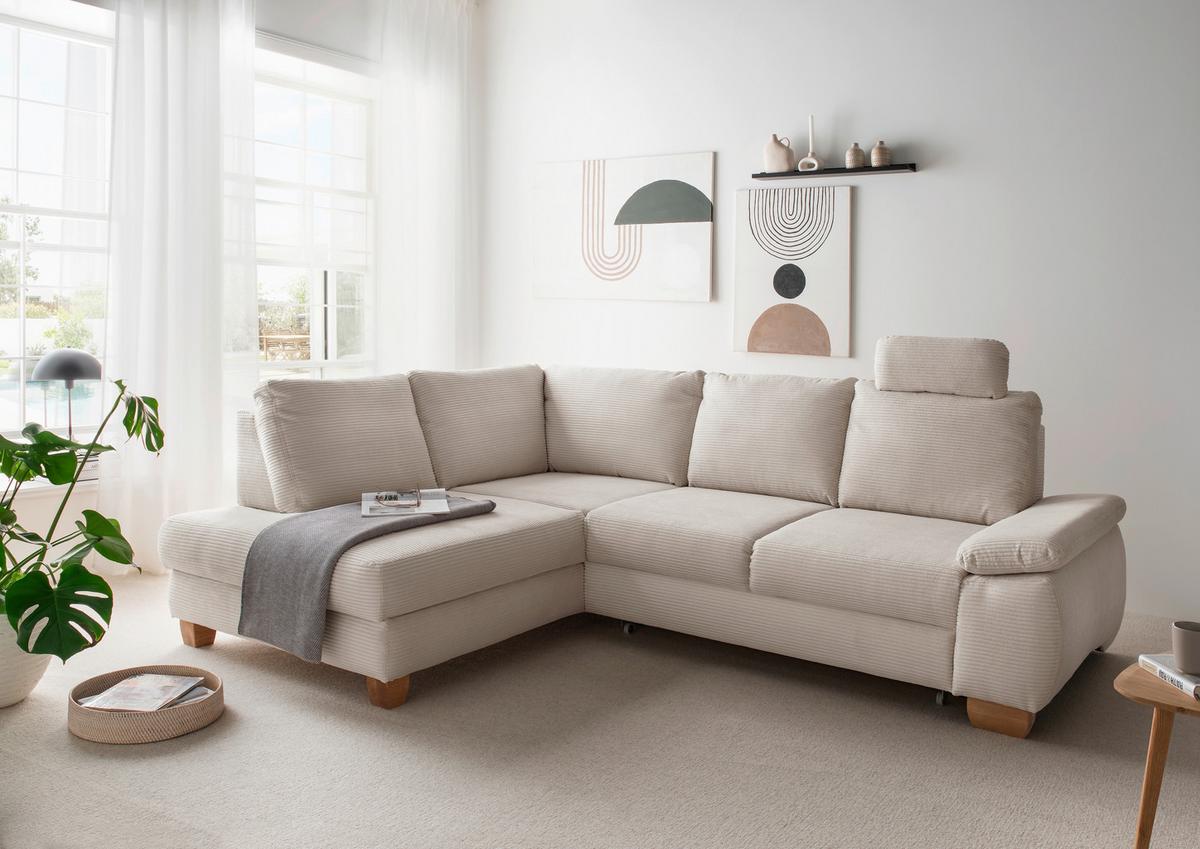 Eckschlafsofa Positano. Beige S: 206x261 Cm - Wildeiche/Beige, MODERN, Textil (206/261cm) - Livetastic
