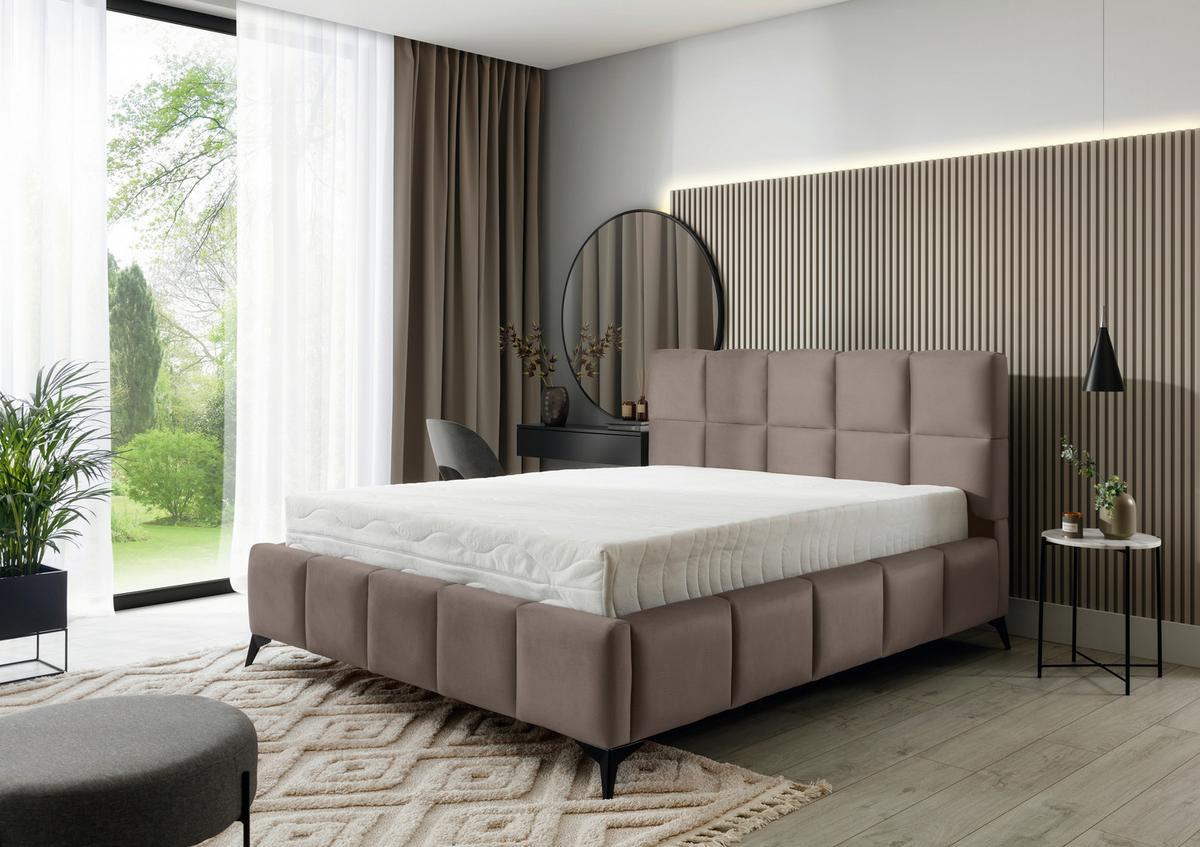 Polsterbett Mist Beige Lf: 160x200 cm - Beige/Schwarz, MODERN, Holz/Textil (160/200cm) - MID.YOU