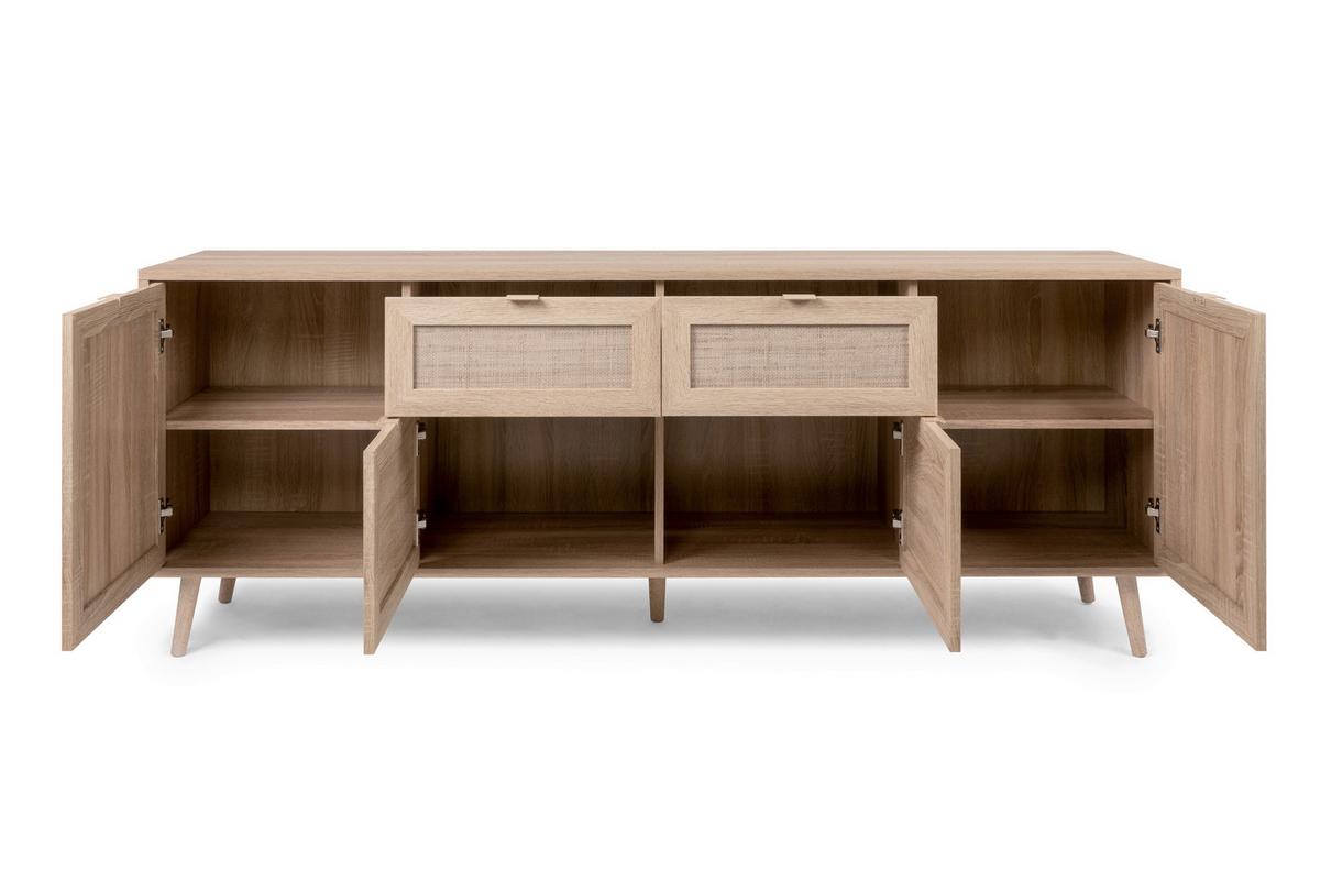 Sideboard Dekor Mit 4 Türen 180 Cm Bali Sonoma Eiche - Sonoma Eiche, Natur, Holzwerkstoff (180/71/40cm) - MID.YOU