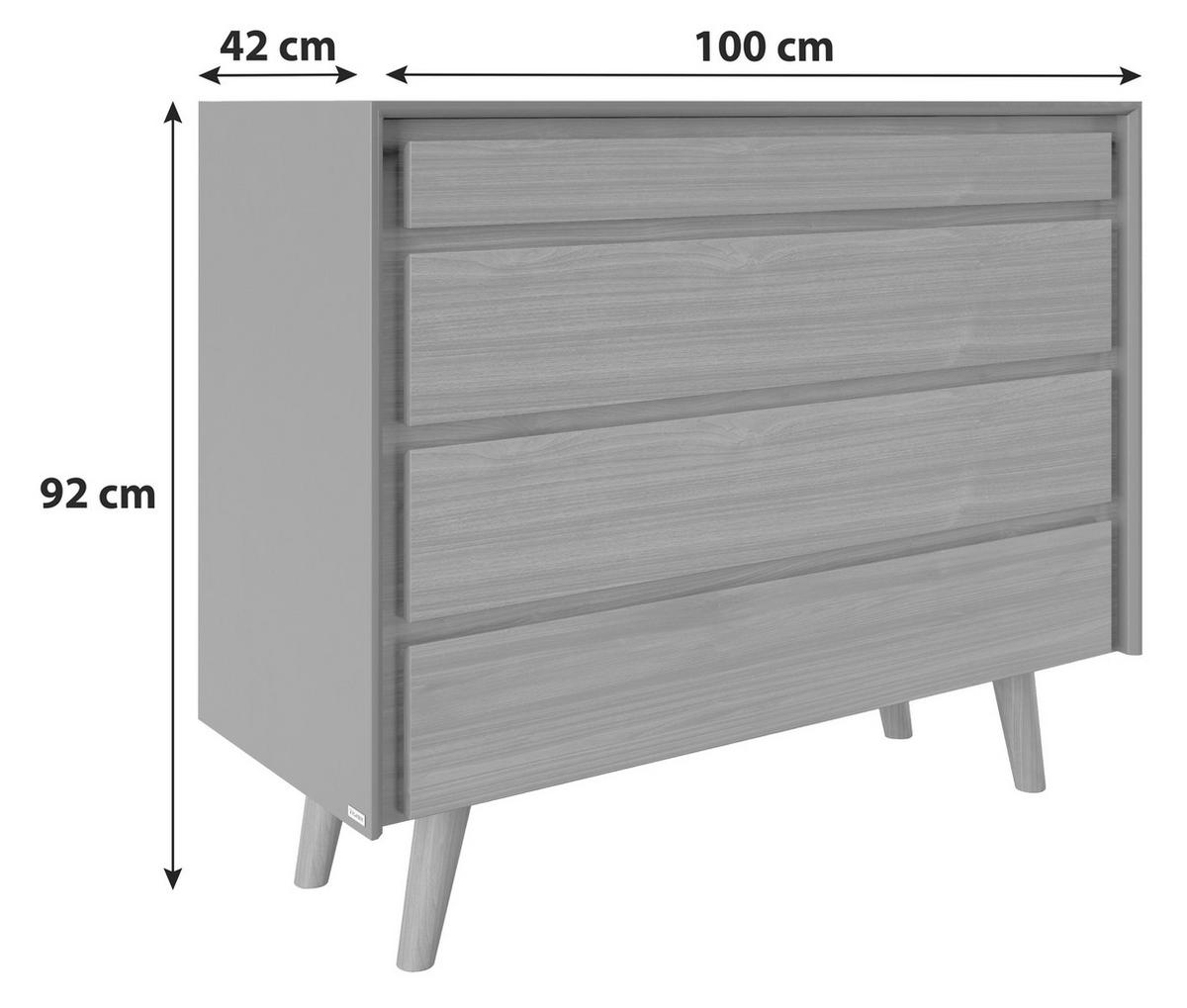 Kommode B 100 Cm Victoria, Walnussfarben/grau - Walnussfarben, KONVENTIONELL, Holzwerkstoff (100/92/42cm) - Playboy