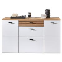 Schuhschrank Fresno Weiß/eiche Artisan, B: 150 Cm - Schwarz/Weiß, Design, Holzwerkstoff (150/88/34cm) - Livetastic