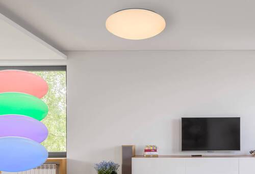 LED-Deckenleuchte Opal Weiß D: 50 cm - Opal/Weiß, Basics, Kunststoff/Metall (50/12cm) - Globo