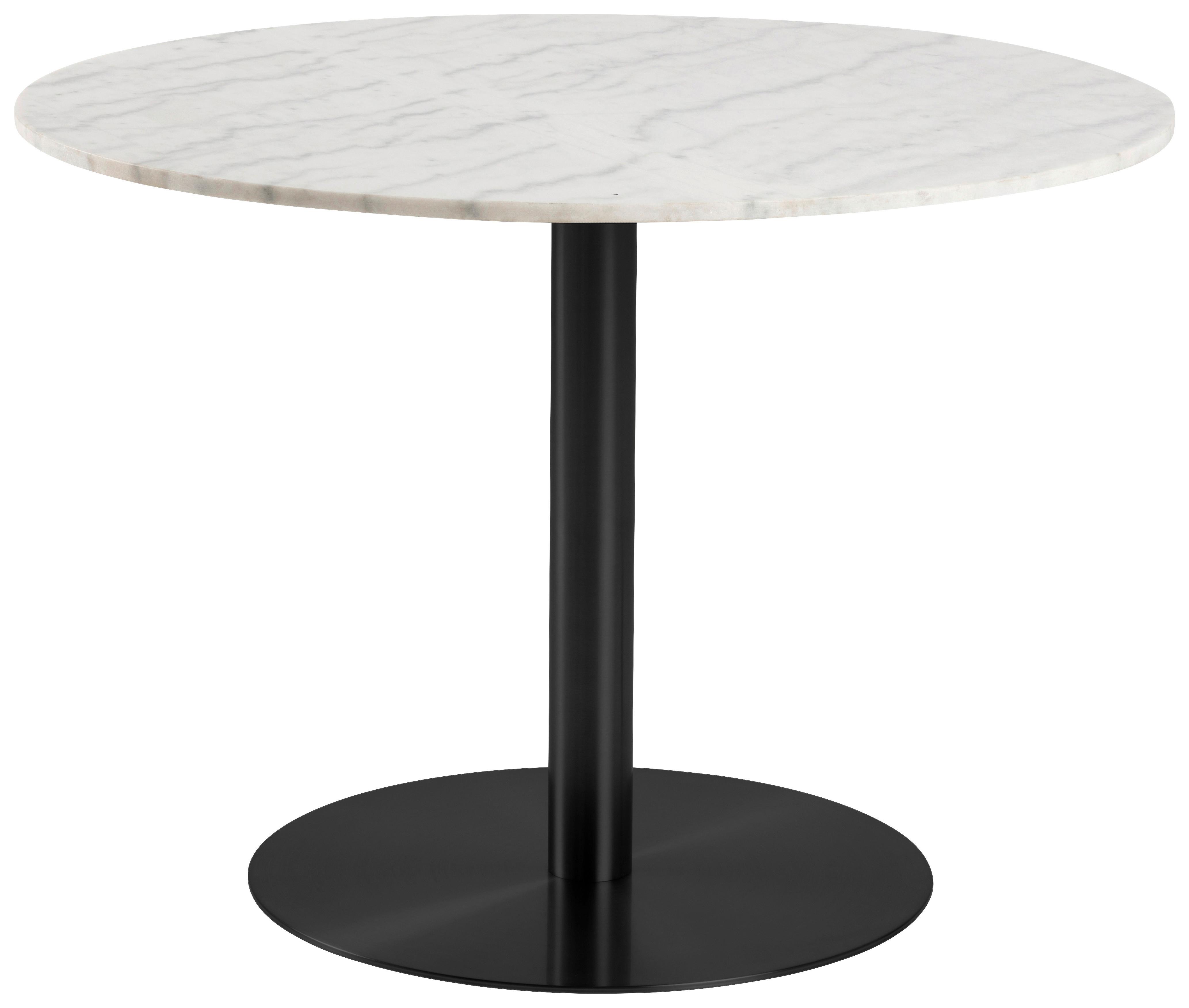 Jídelní stůl CORBY 105 cm - bílá/černá, Trend, kov/kámen (105/105/75cm) - Ambia Home