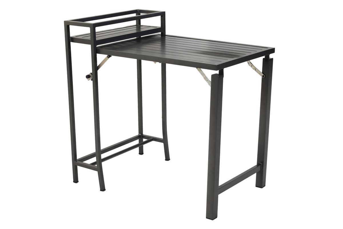 Balkonmöbel Set 3 -Teilig. aus Metall - Graphitfarben/Grau, KONVENTIONELL, Textil/Metall - Gardenson