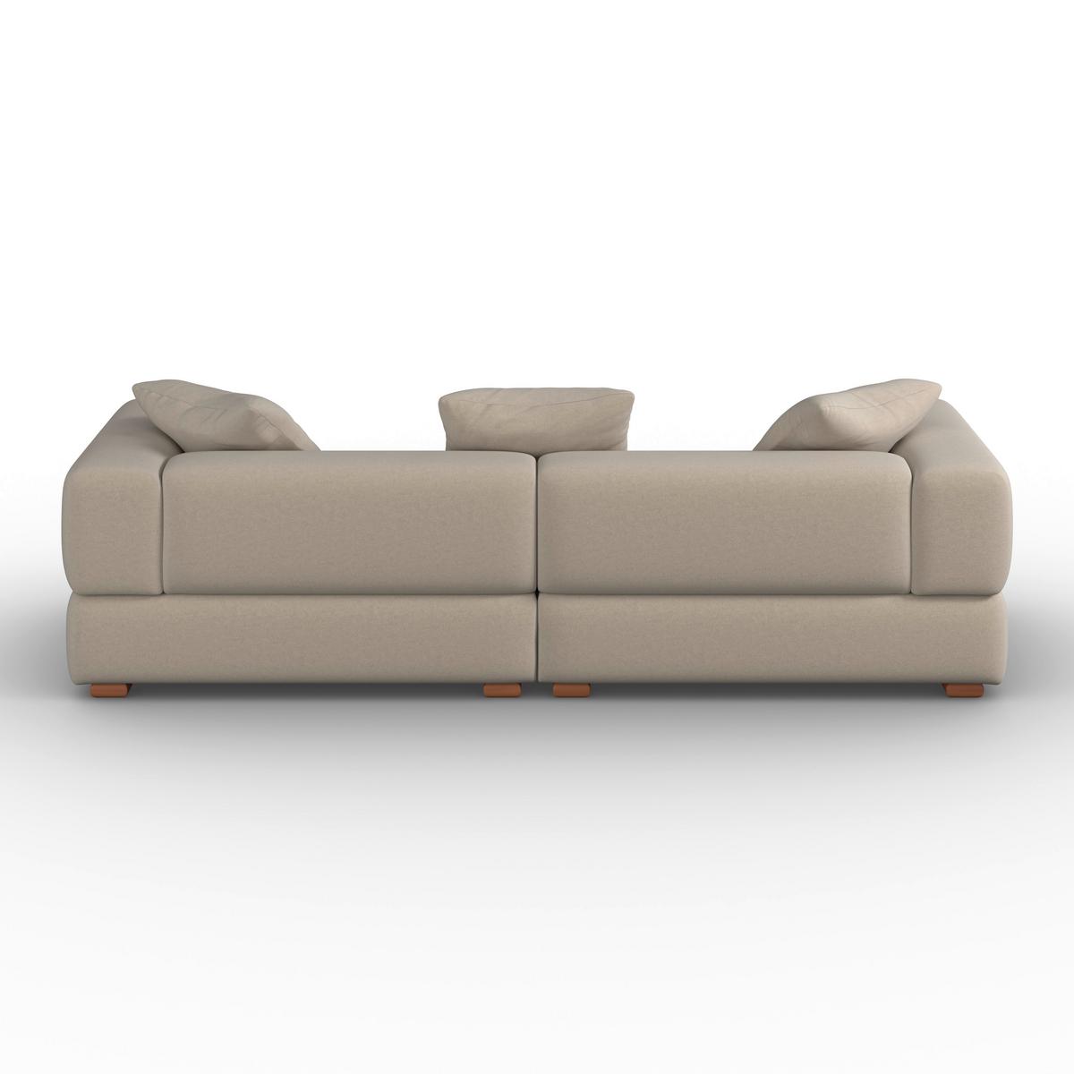 Pohovka TALIA, béžový samet, max.360 kg - khaki/přírodní barvy, Moderní, dřevo/textil (237/61/99cm) - Bessagi Home