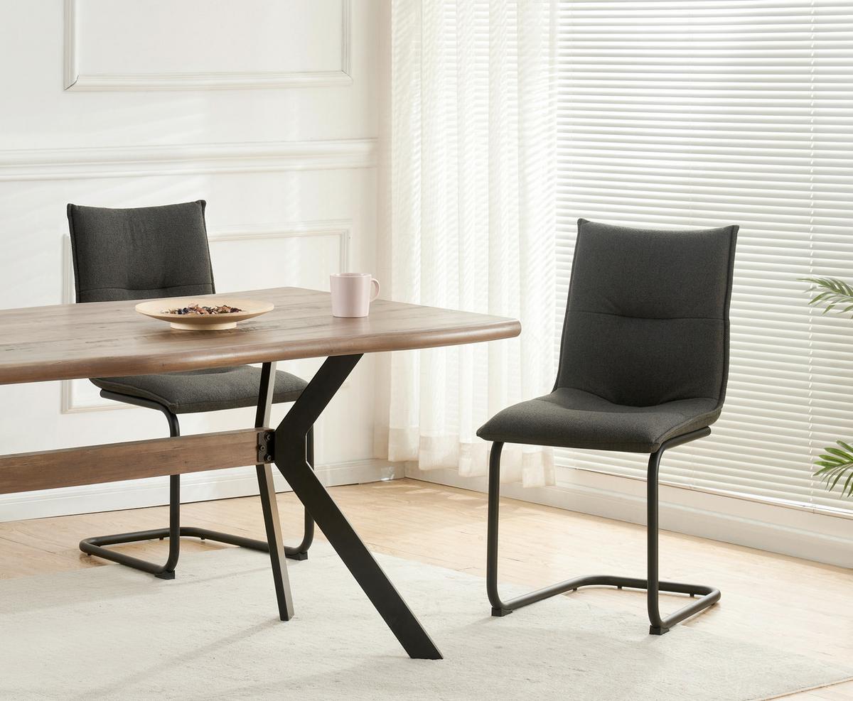 Schwingstuhl-Set Sonja Anthrazit B: 46 cm - Anthrazit/Schwarz, MODERN, Textil/Metall (46/89/57cm) - MID.YOU