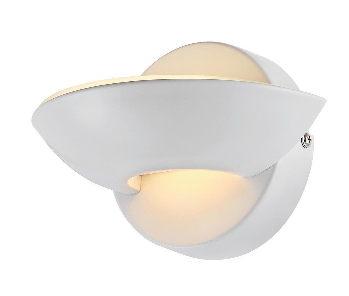 Led-wandleuchte 1-flammig Halbrunde Form Weiß - Weiß, Design, Glas/Metall (16,5/11cm) - Globo