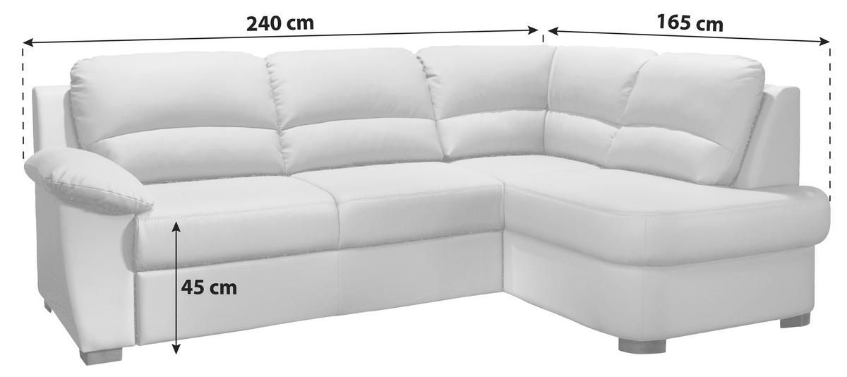 Ecksofa Schlaffunktion Danilo Mit Bettkasten Beige Lederlook - Beige/Schwarz, KONVENTIONELL, Textil (240/45/165cm) - MID.YOU