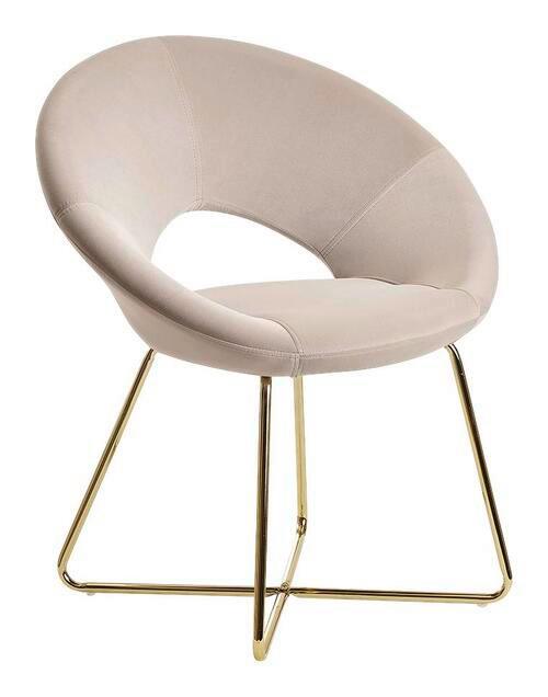 Armlehnstuhl Beige Samt Gepolstert - Beige/Goldfarben, MODERN, Textil/Metall (57/83/60cm) - MID.YOU