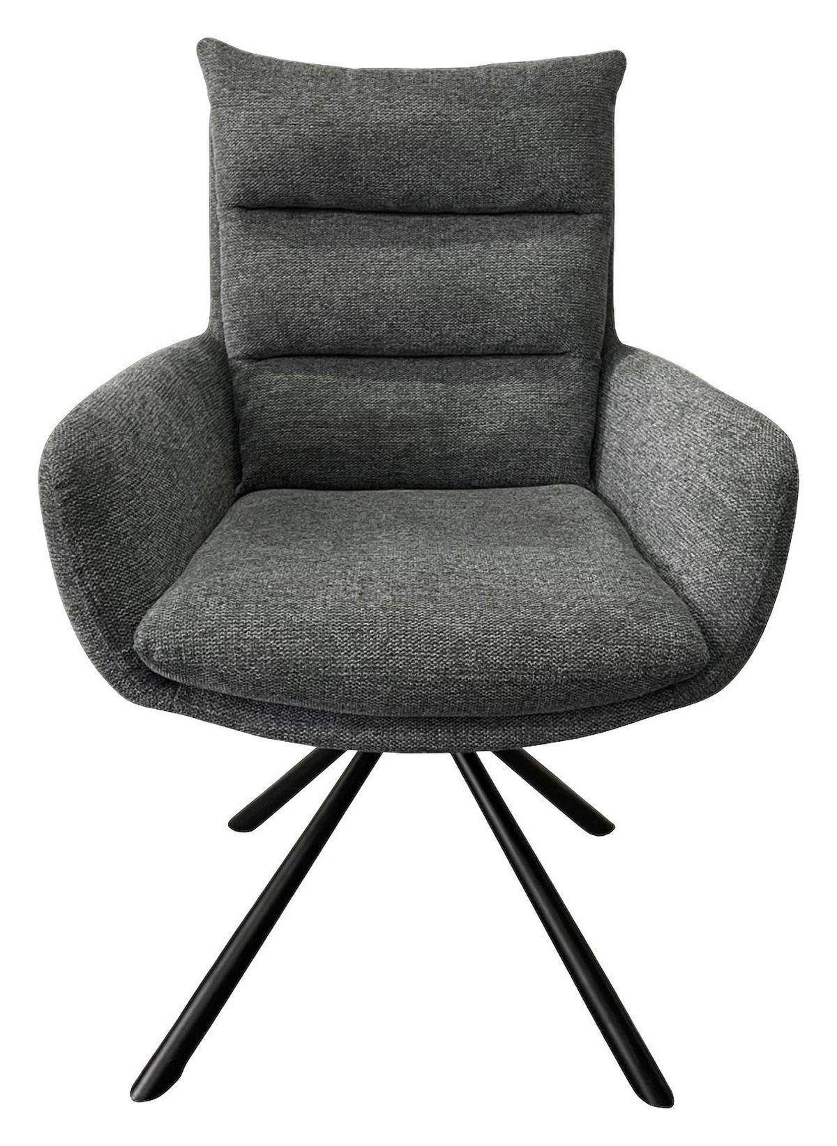 Armlehnstuhl Giovanni Grau Gepolstert, Drehbar - Schwarz/Grau, KONVENTIONELL, Textil/Metall (62/91/69cm)