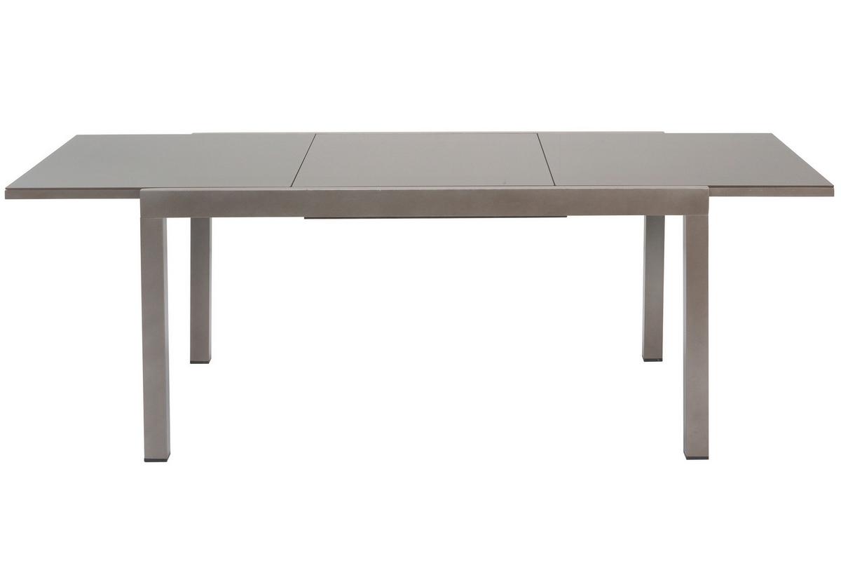 Gartentischgruppe Tinetto 5--Teilig. Aus Aluminium - Taupe/Braun, KONVENTIONELL, Glas/Textil - Gardenson