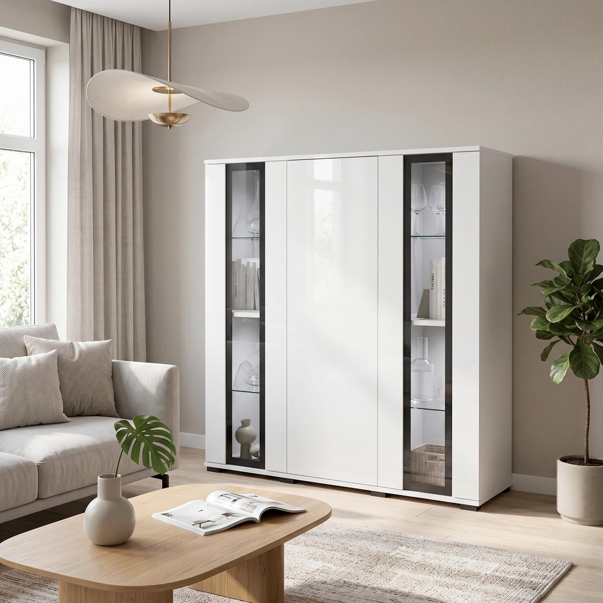 VYSOKÁ KOMODA CARO 120 - čierna/biela, Design, kompozitné drevo/plast (120/121,9/39,5cm) - Livetastic