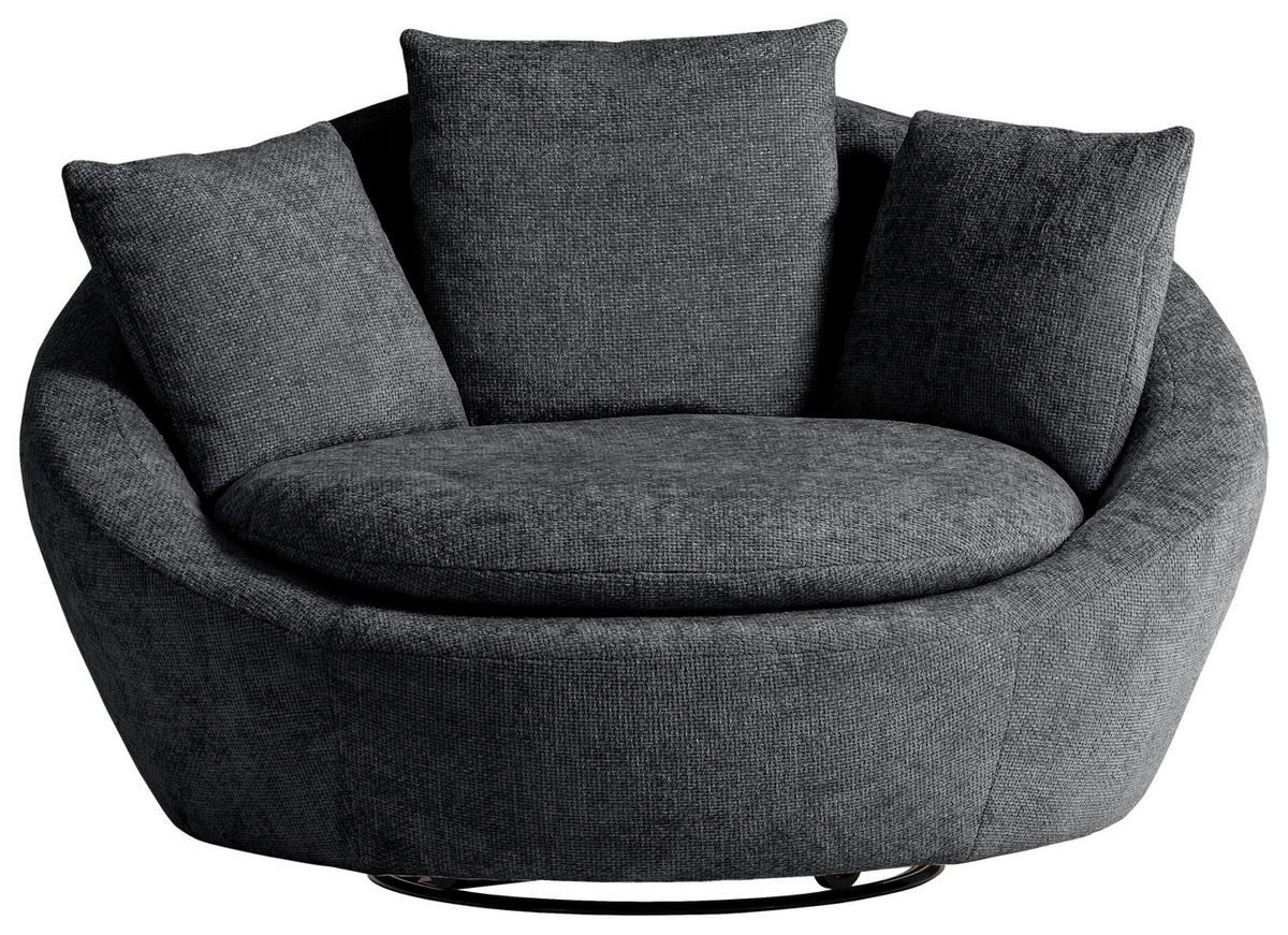 Sessel Maui - Anthrazit/Silberfarben, MODERN, Textil (130/80/112cm) - Trendmanufaktur