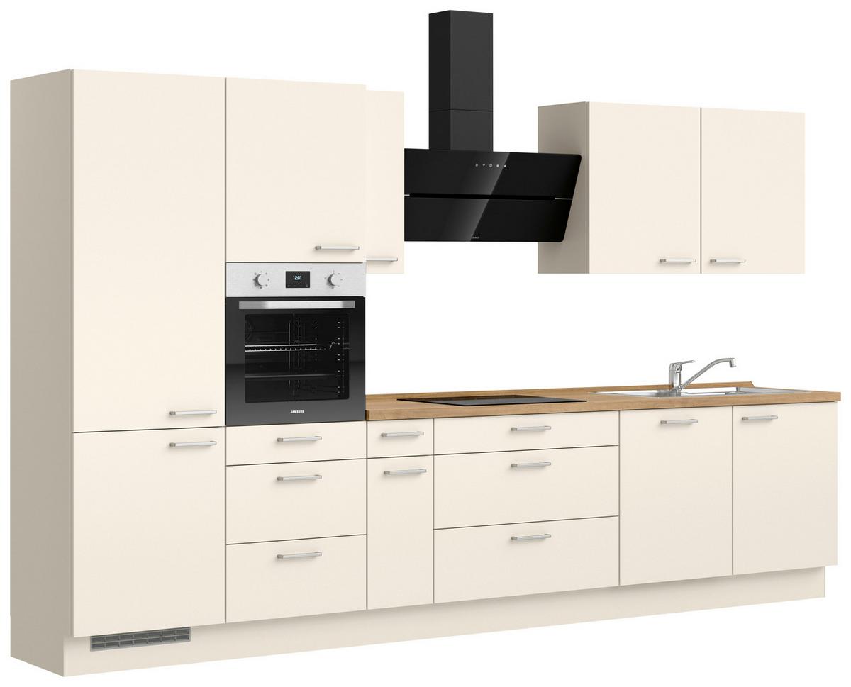 Kuchyňská linka 360 cm, magnólia / dekor dub - barvy dubu/magnolie, Moderní, kov/kompozitní dřevo (360cm) - Nobilia
