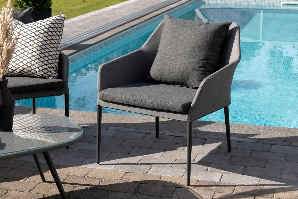 Loungegarnitur Spoga - Schwarz/Grau, KONVENTIONELL, Textil/Metall - Gardenson