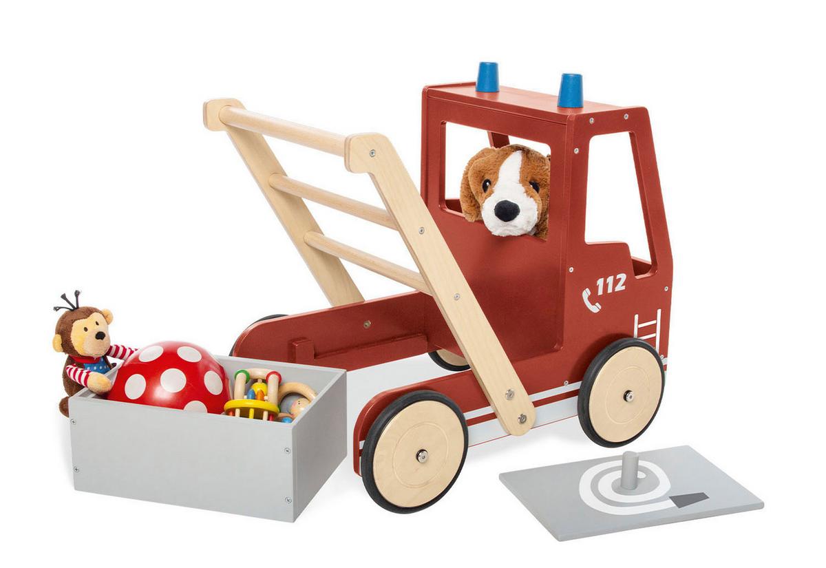 Lauflernwagen Feuerwehrauto Fred - Multicolor, Basics, Holzwerkstoff (54/38/48cm) - Pinolino