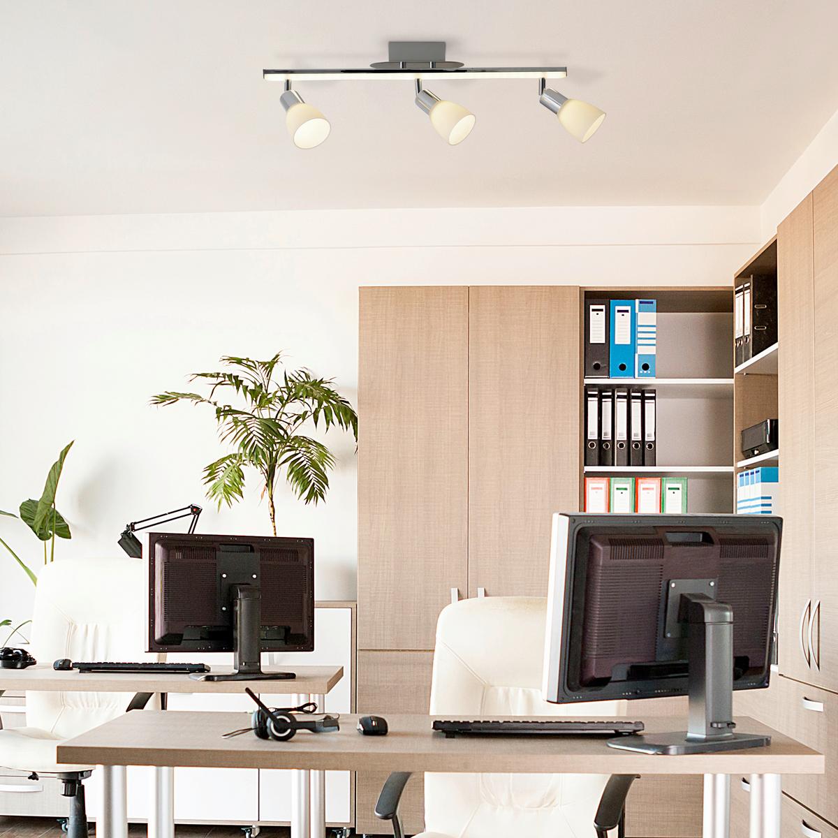 Strahler Ibiza 3-Flammig L: 60 cm - Chromfarben/Opal, Basics, Glas/Kunststoff (60/22cm) - Näve