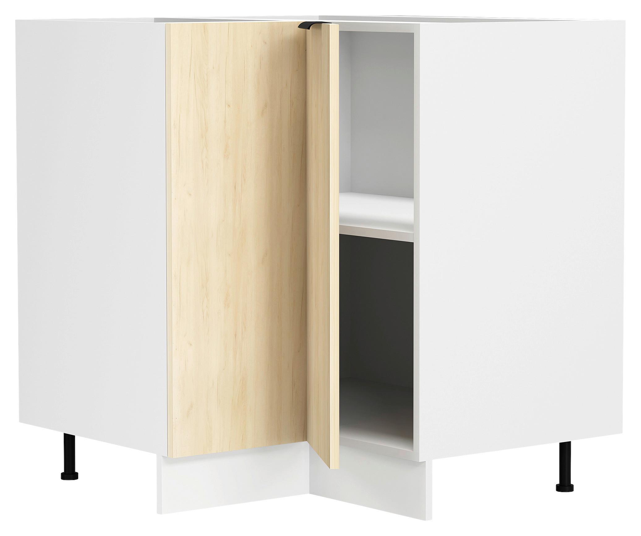 Eckunterschrank Fasola Honigeiche/weiß B: 76 Cm - Honigeiche/Weiß, Trend, Holzwerkstoff/Kunststoff (76/93/76cm) - MID.YOU