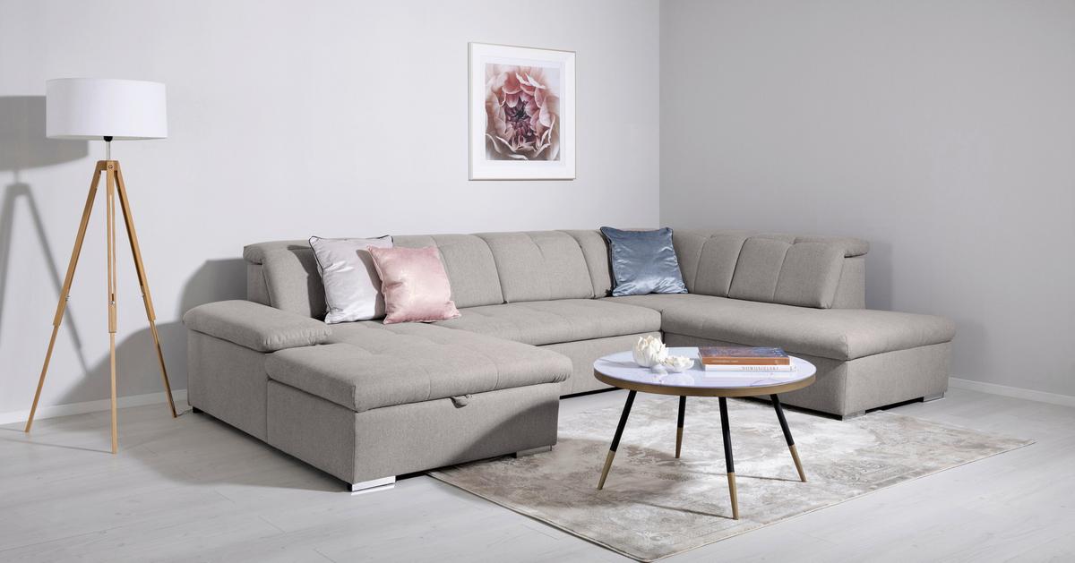 Wohnlandschaft Ramzes Hellgrau U: 173x328x215 cm - Hellgrau/Grau, Design, Textil (173/328/215cm) - MID.YOU