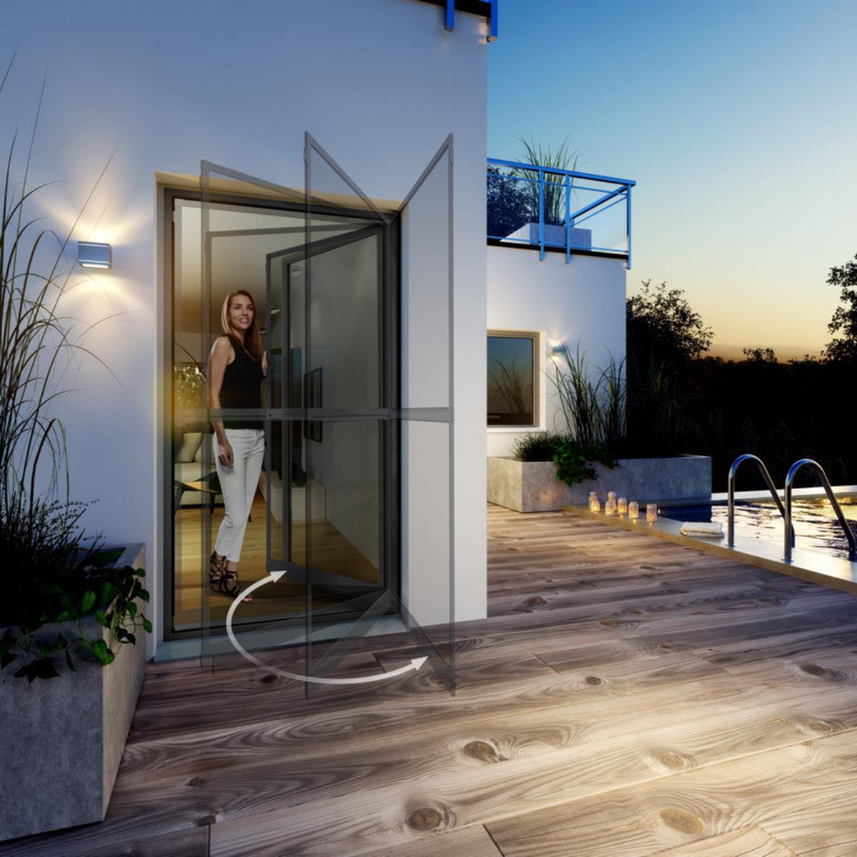 Fliegengitter Tür 100x210 Cm Anthrazit - Anthrazit, Basics, Metall (100/210cm)