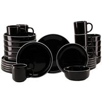 Kombiservice Nordic Gourmet Schwarz, 6 Pers., 30-teilig - Schwarz Hochglanz/Weiß, Basics, Keramik - Creatable
