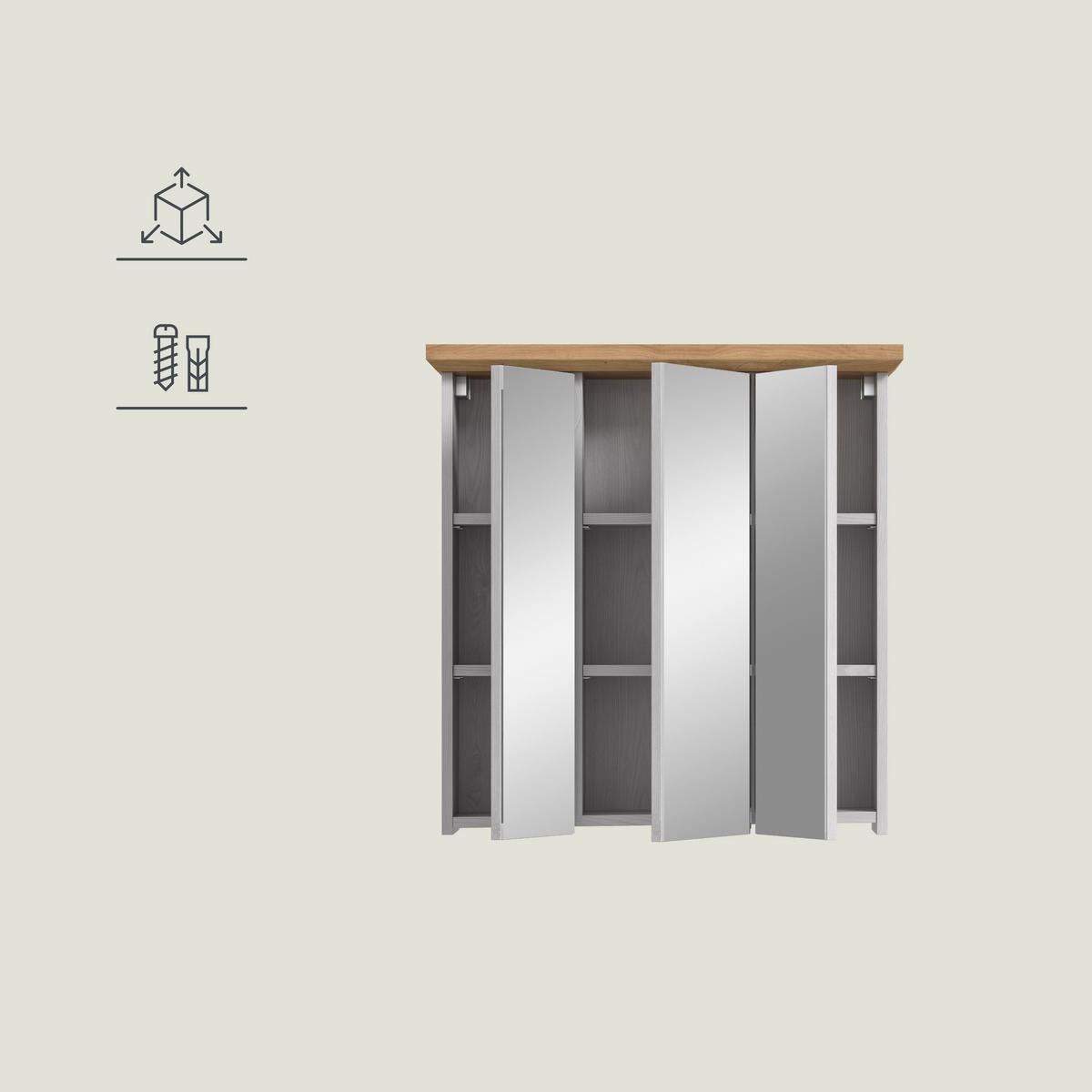 SPIEGELSCHRANK Verona Lärchefarben B: 69cm - Lärchefarben, Trend, Glas/Holzwerkstoff (69/71/21cm) - MID.YOU
