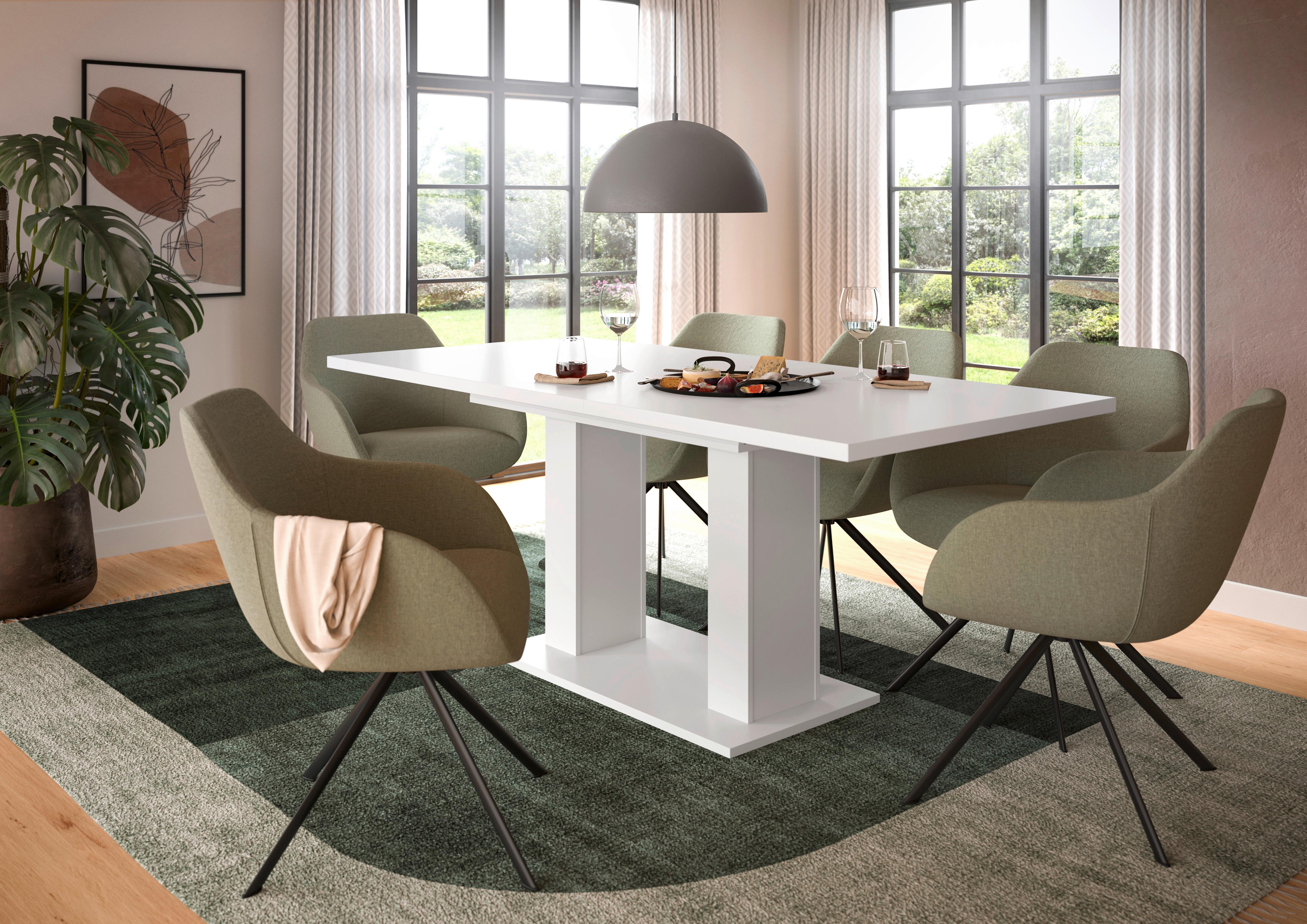 Ausziehtisch Marlon 150 Az Melamin Weiß, B:150-190 Cm - Weiß, KONVENTIONELL, Holzwerkstoff (150-190/90/76cm)