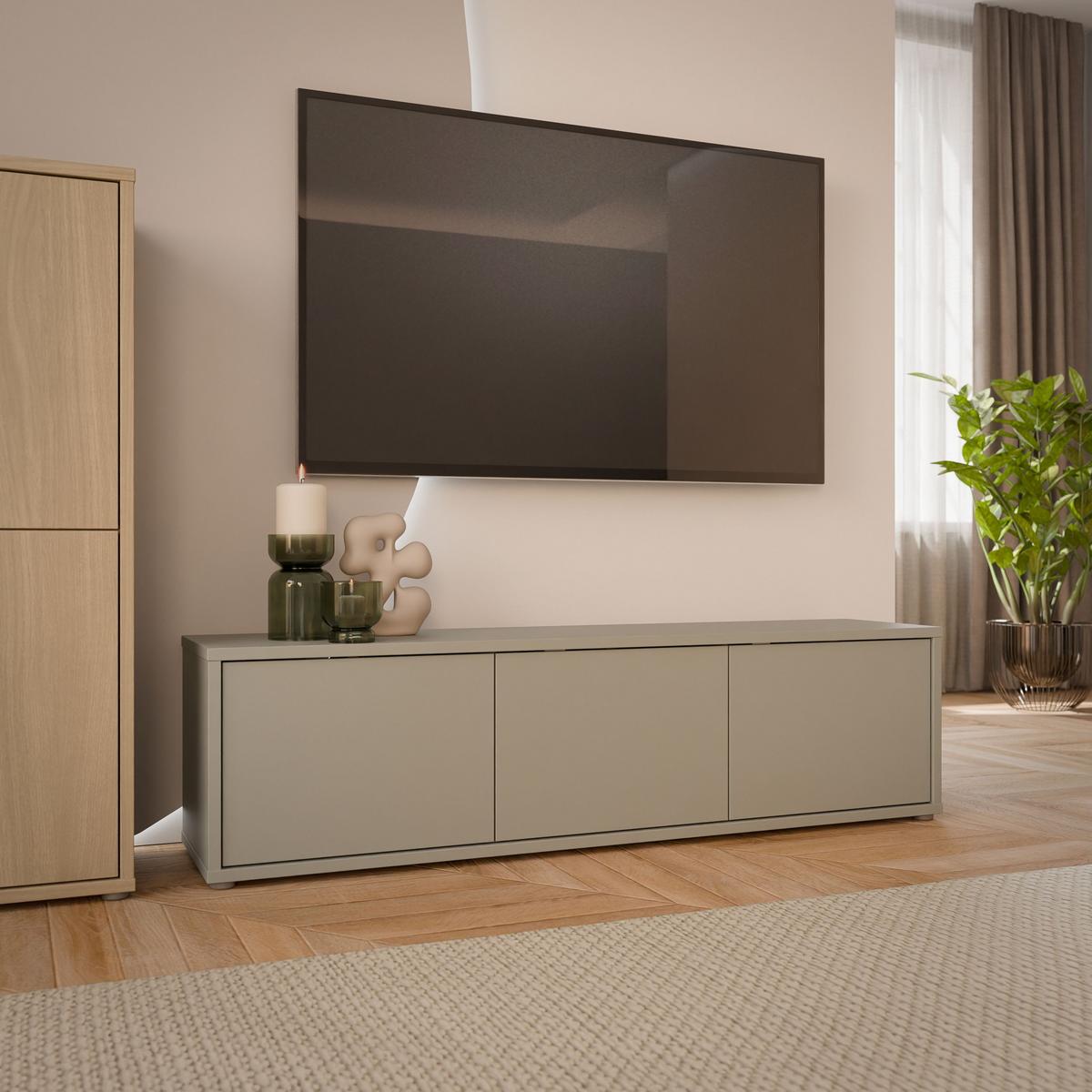 TV komoda farba taupe - béžová hnědá, Moderní, kompozitní dřevo (154,2/41,5/34,9cm)