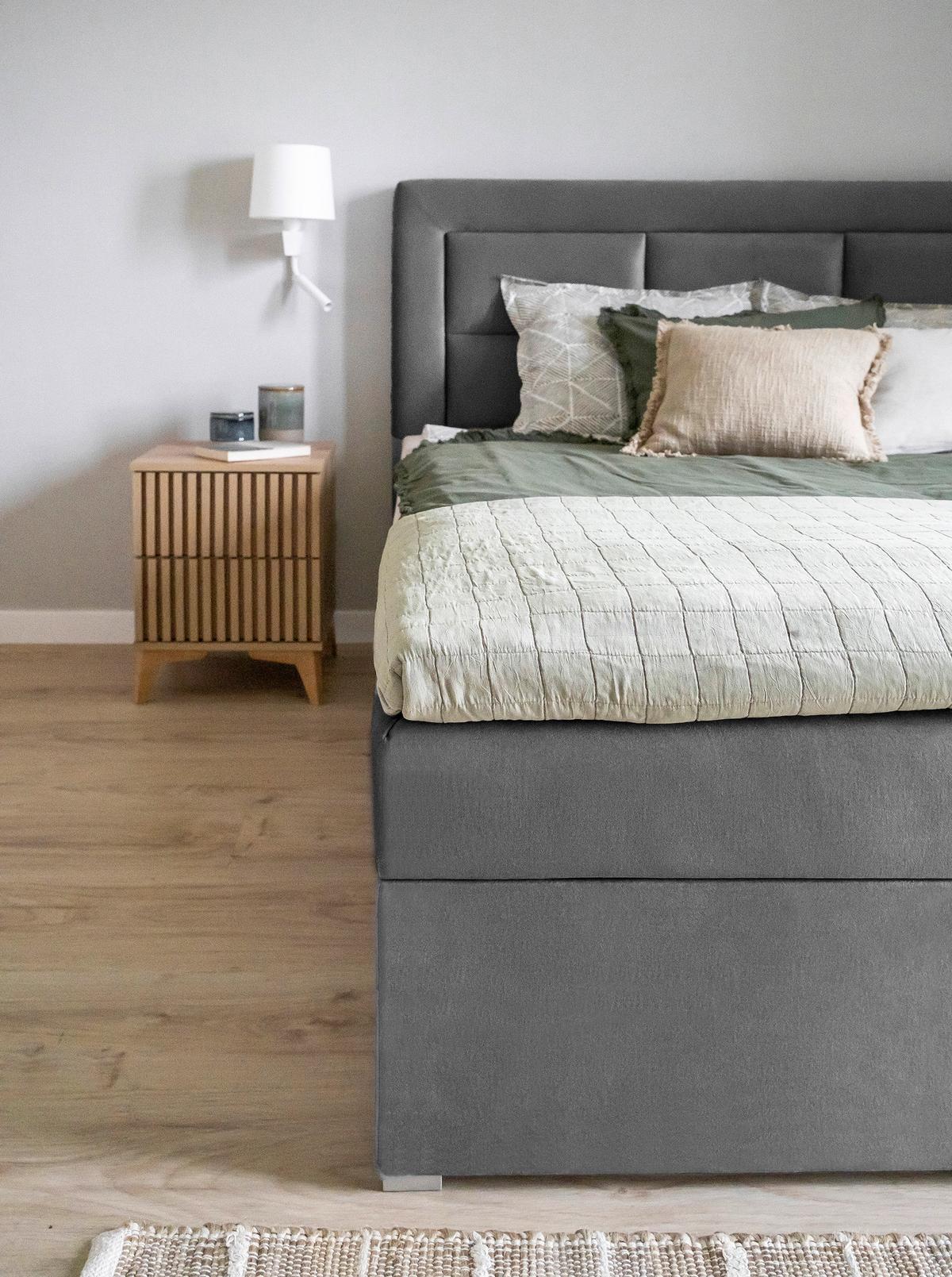 Boxbett Vivre Grau Lf: 180x200 cm - Silberfarben/Grau, MODERN, Holz/Textil (180/200cm) - MID.YOU